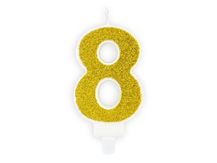 Születésnapi torta gyertya szám "8" arany