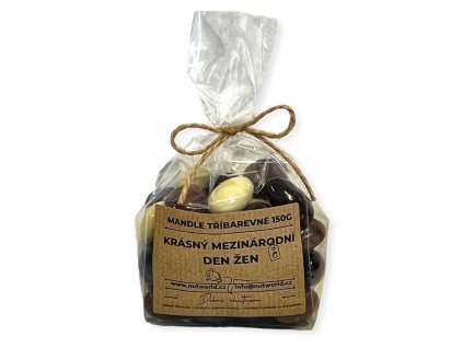 Háromféle színű mandula celofánban 150g Szentivánéjre