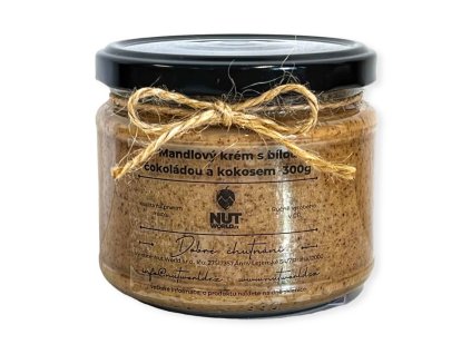 Mandulakrém fehér csokoládéval és kókusszal 300g