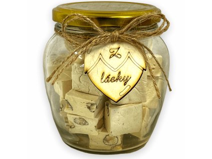 sklo nugát v bílé čokoládě 250g z lásky