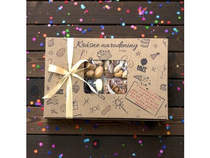Krásné narodeniny orechovy darcek plny dobrot pro každého 4x80g