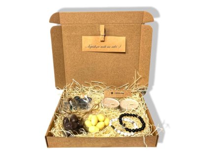 Dárková krabička PÁROVÁ s náramkem ČERNÁ + BÍLÁ a vlastním textem nutworld