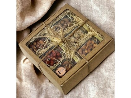 degustační dárkový box arašídy top výběr dárková krabička bílá juta