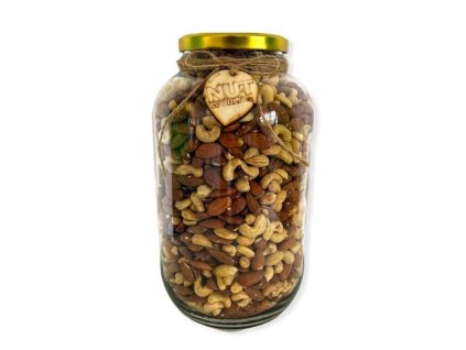 Směs naturální kešu, mandle ve skle 2,5 Kg nutworld