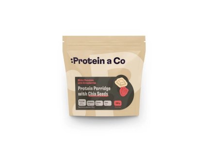 Proteínová kaša s CHIA - biela čokoláda s jahodami