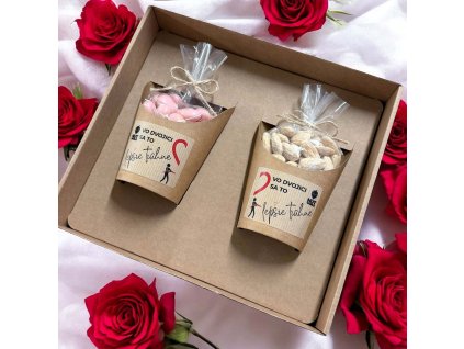 darčeková orechová krabice pre uamilovanách 2 x 180 celofánek