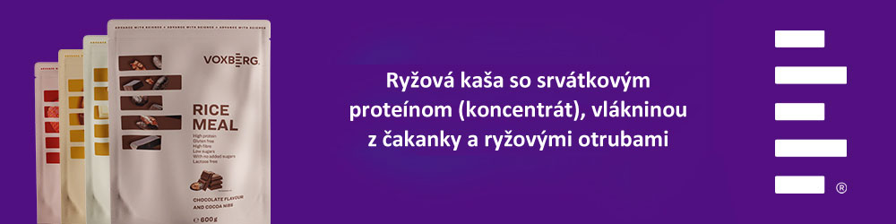 Rýžová kaše se syrovátkovým proteinem (koncentrát), vlákninou z čekanky a rýžovými otrubami.