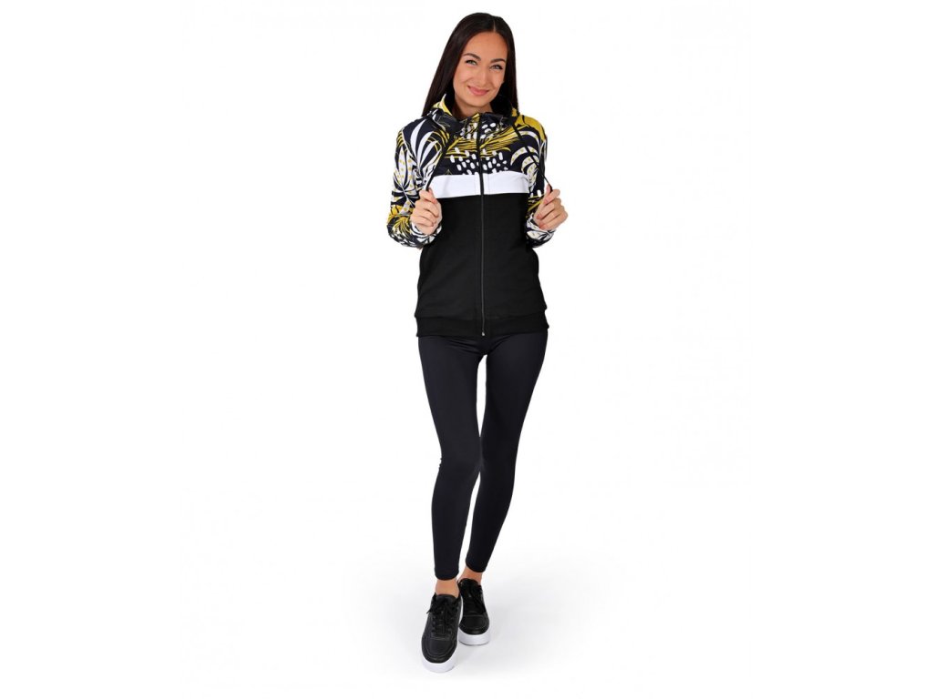 Dámská mikina s kapucí na zip Barrsa Flowers/ Black