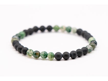 Onyx s achátem mechovým kulička pánský