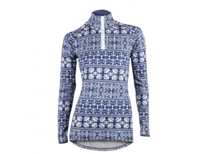 BAGHEERA – MERINO DALECARLIAN TOP POLO WOMEN NAVY TURQUOISE