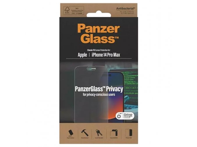 PanzerGlass Classic Fit Privacy iPhone 14 Pro Max Tempered Glass Screen Protector 5711724127700 29092022 01 p