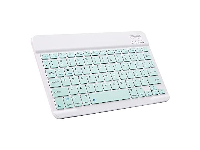 Bezdrátová klávesnice pro iMac, PC, notebooky, tablety, telefony - bílo-tyrkysová