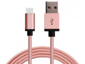 Synchronizační a nabíjecí kabel Micro USB 1,8m Růžový