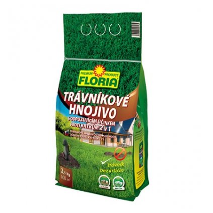 Trávnikové hnojivo s odpudzujúcim účinkom proti krtkom 2v1 2,5 kg Floria