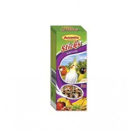Tyčinka pre malé papagáje ovocie+orech 2x60g Avicentra