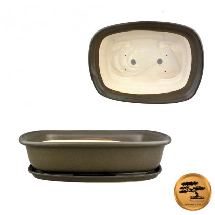 Miska bonsai s podmiskou H10 hnedá 37x27x10cm