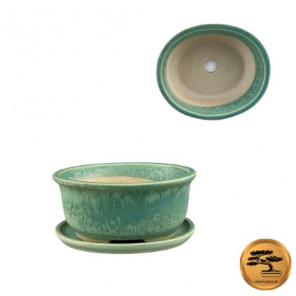 Miska + podmiska Bonsai zelená H30 12x10x5
