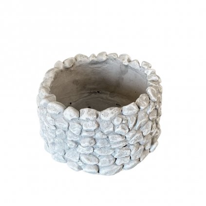 Črepník okrúhly beton, imitacia kamienkov