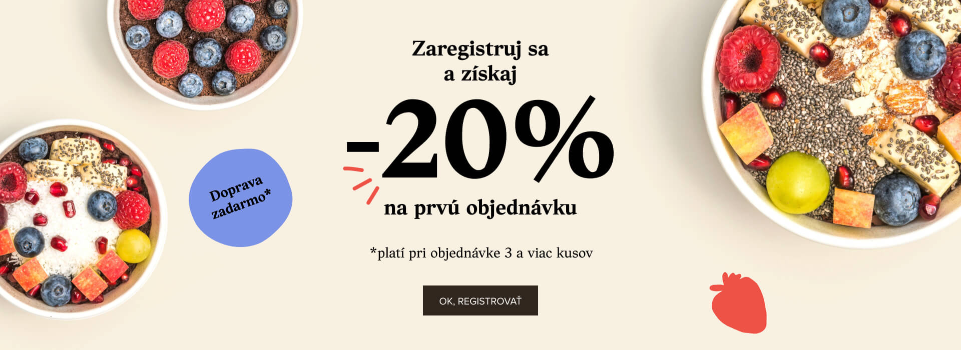 20% OFF A doprava zadarmo pre registrovaných zákazníkov (3 Bugu kaše+)