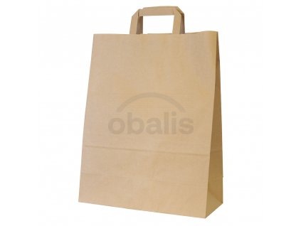 Papírová taška kraft hnědá s plochým uchem 32x14x42 cm