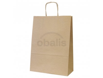 Papírová taška kraft hnědá s krouceným uchem 26x12x34 cm