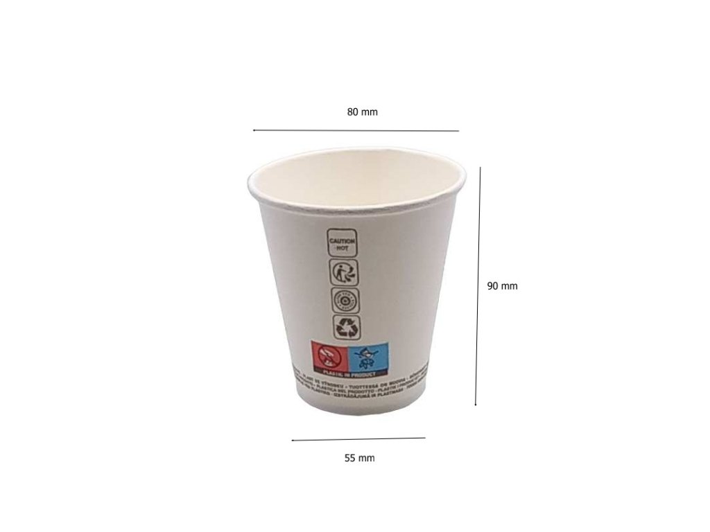 Papierový pohár biely 250 ml / 50 ks - obalovo.sk