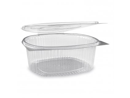 Miska (rPET) s víčkem oválná průhledná 2000ml 50 ks