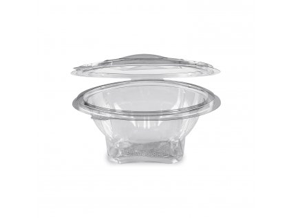 Miska (rPET) s víčkem kulatá průhledná 500ml 50 ks