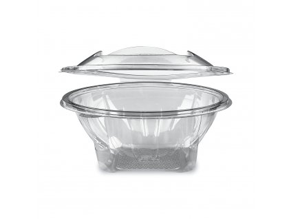 Miska (rPET) s víčkem kulatá průhledná 1000ml 50 ks