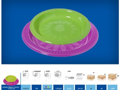 Sada talířů Bcolor 17cm + 22cm 40ks