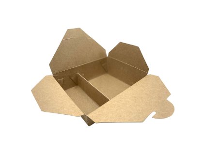 Menu box double KRAFT + PE, 2 000 ml, 14 x 13 + 6,5 x 6,5 cm (50 ks), FSC Mix