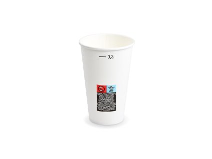 Papírový kelímek (FSC Mix) s cejchem bílý Ø80mm 0,3L 50 ks