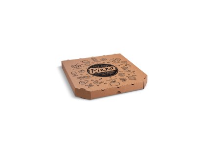 Krabice na pizzu (mikrovlnitá lepenka) E6 kraft s potiskem 32 x 32 x 3 cm 100 ks