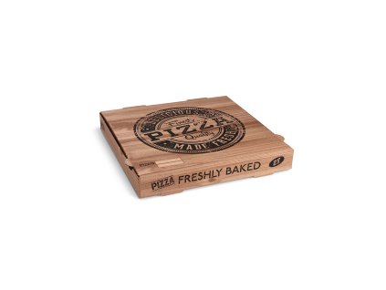 Krabice na pizzu (mikrovlnitá lepenka) H4 kraft s potiskem 28 x 28 x 4 cm 100 ks