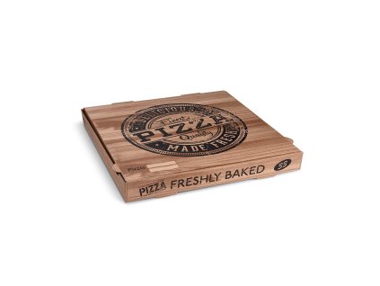 Krabice na pizzu (mikrovlnitá lepenka) H4 kraft s potiskem 33 x 33 x 4 cm 100 ks