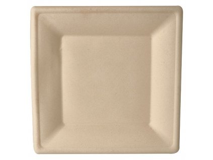 Talíř z cukrové třtiny hranatý přírodní Papstar 260/260mm 50ks