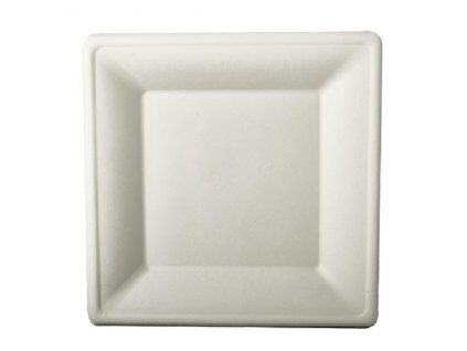 Talíř z cukrové třtiny hranatý bílý 260/260mm 50ks
