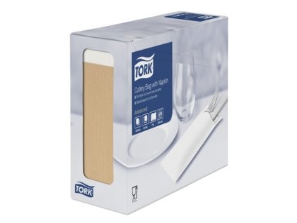 TORK 474637 – Natural kapsička na příbory s bílým ubrouskem  - Karton