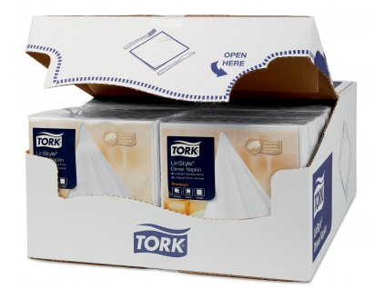 TORK 478711 – Linstyle® bílé ubrousky – večeře, netkané, 1 vr., 1/4 sklad, 12x50 ks - Karton