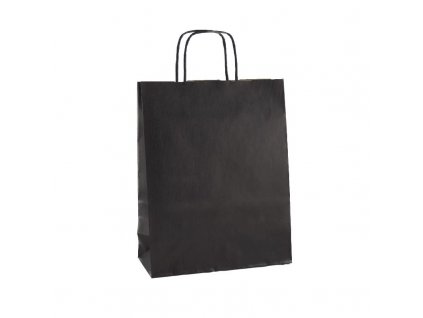 Papírová taška 25x32x11CM EKO černá s proužky