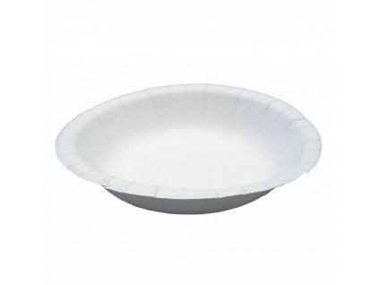 Papírový talíř hluboký bílý s tukovou bariérou 20cm 50ks