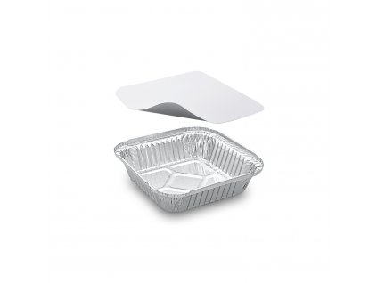 Miska ALU hranatá 164x164x36mm 500ml + víčko 5 sad