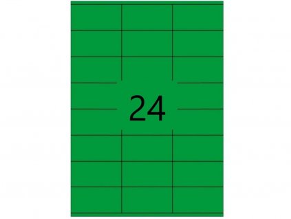 Samolepící etikety 70x36mm, zelené, 100 listů, A4