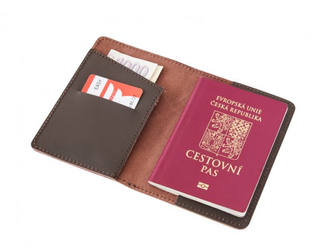 Kozene pouzdro na pas letenku kartu a bankovky D52 2