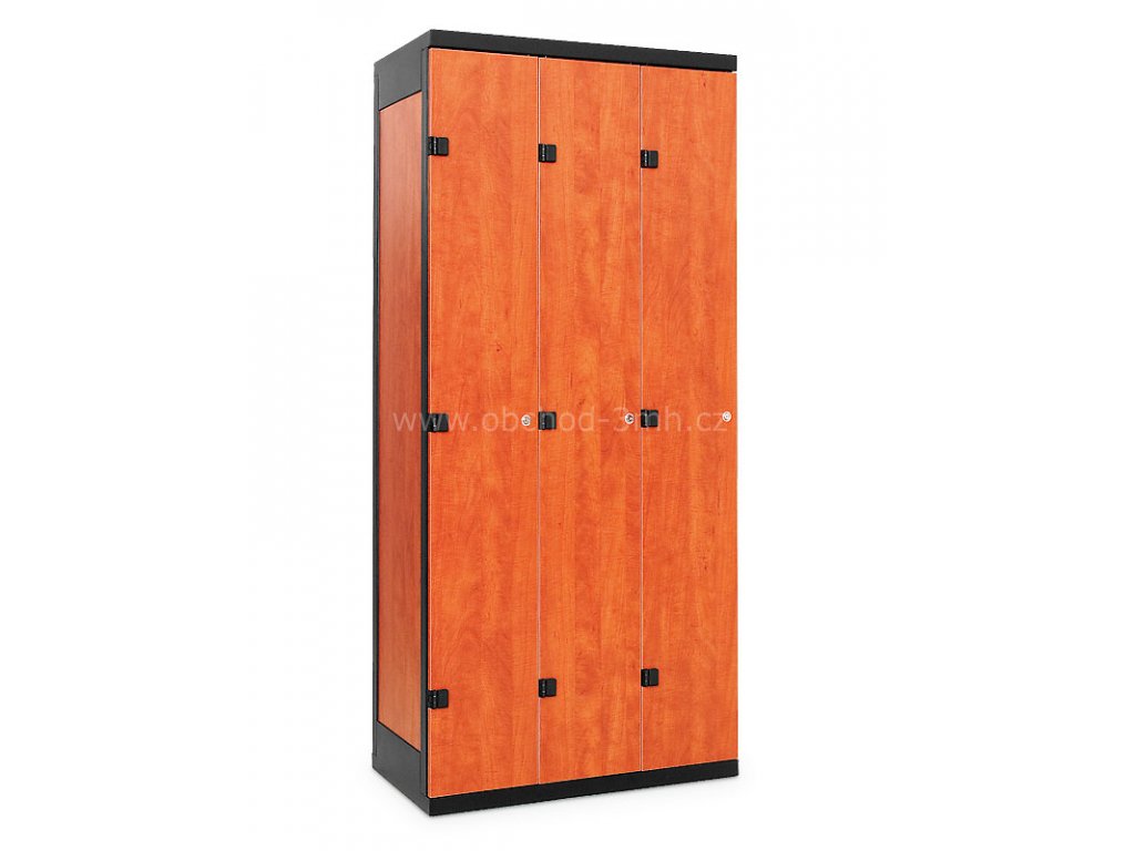 Šatní skříňka 3-dveřová, 1970 x 900 x 500 mm - lamino/kov