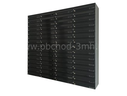Poštovní schránka MB 01-370x90x260 v sestavě na stěnu (Barevné provedení sestavy Nerez dvířka / RAL 7035 tělo schránky)