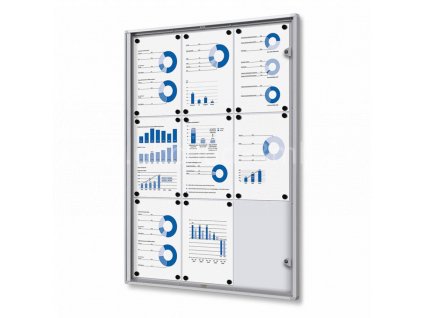 Interiérová vitrína Economy 9xA4, plechová záda, atest B1