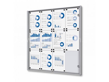 Interiérová vitrína Economy 12xA4 - plechová záda
