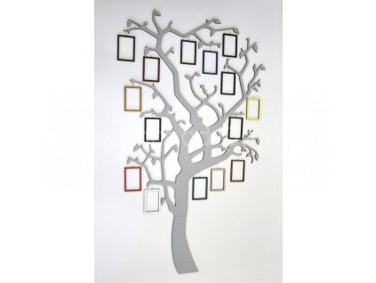 Fotorámeček - Dřevěný strom s rámečky na zavěšení barevně lakovaný multikolor