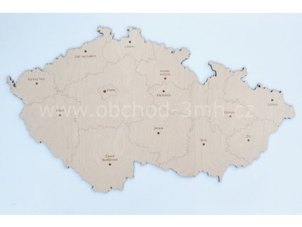 Nástěnná dřevěná MAPA ČESKÉ REPUBLIKY